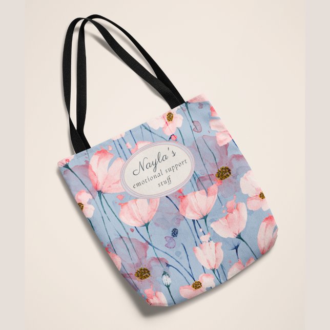 Personalized Emotional Support Stuff Floral Tote  Bag (Creator Uploaded)