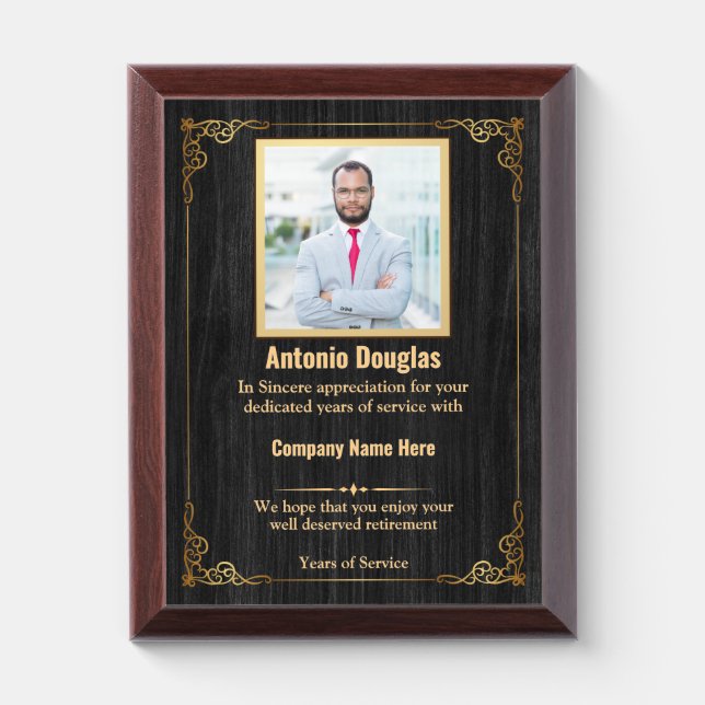 Personalized Employee Appreciation & custom photo Award Plaque (Vertical)