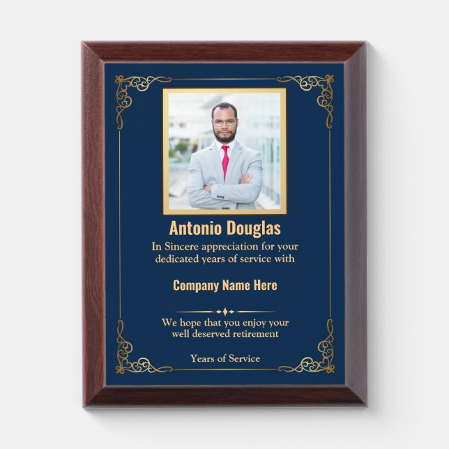 Personalized Employee Appreciation & custom photo Award Plaque (Vertical)