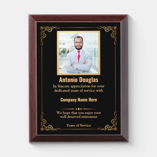 Personalized Employee Appreciation & custom photo Award Plaque (Vertical)