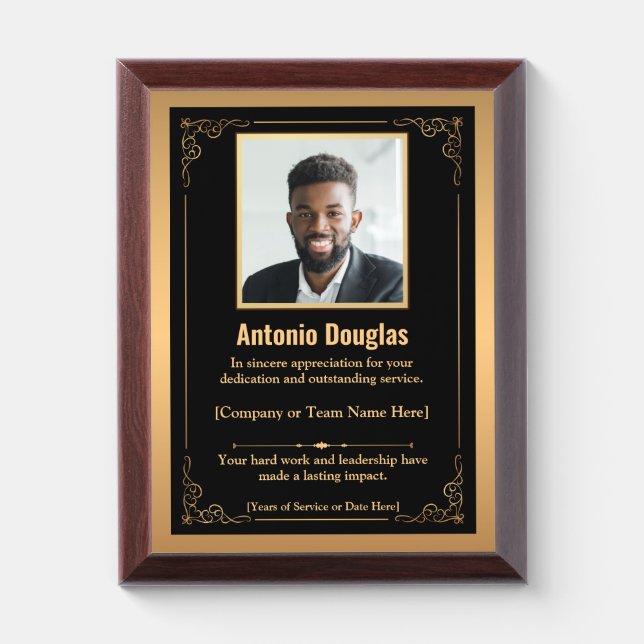 Personalized Employee Appreciation & Custom photo Award Plaque (Vertical)