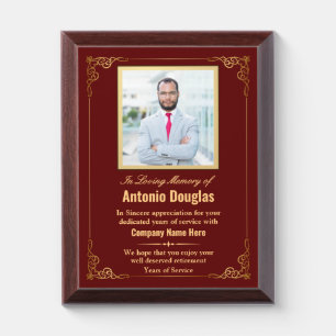 Personalized Employee Appreciation & custom photo Award Plaque