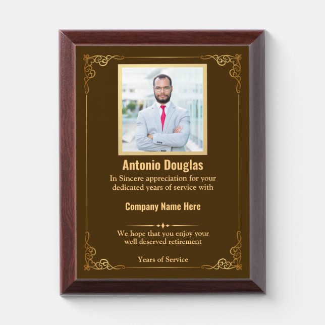 Personalized Employee Appreciation & custom photo Award Plaque (Vertical)