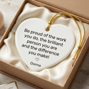 Personalized Employee Appreciation Heart Ceramic Ornament