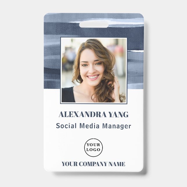 Personalized Employee Company Logo Photo ID Badge (Front)