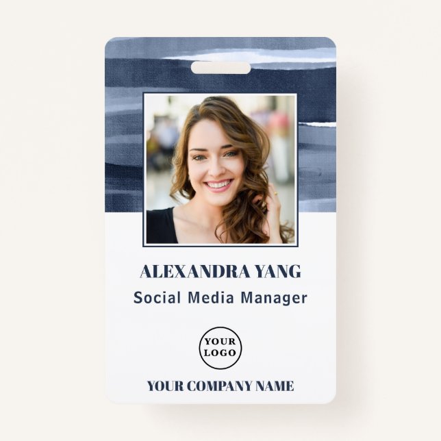 Personalized Employee Company Logo Photo ID Badge (Front)