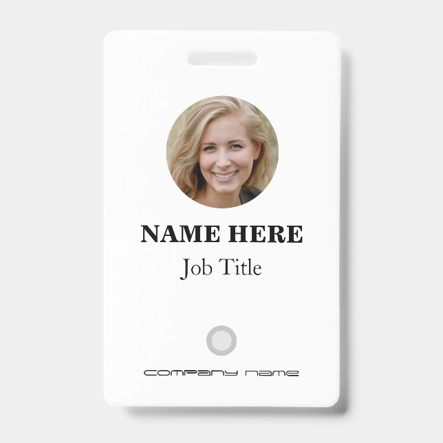 Personalized Employee ID Badge with Photo, Logo, a (Front)