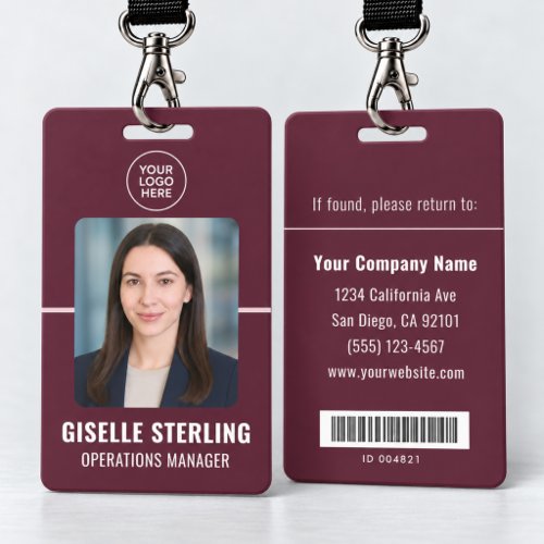 Personalized Employee Identification Bar Code Badge