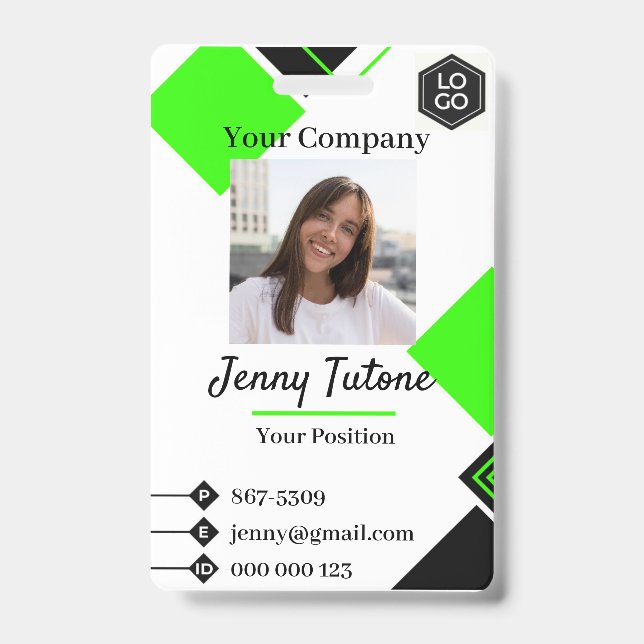 Personalized Employee Logo & Photo ID Badge (Front)