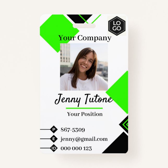 Personalized Employee Logo & Photo ID Badge (Front)