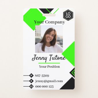 Personalized Employee Logo & Photo ID Badge | Zazzle