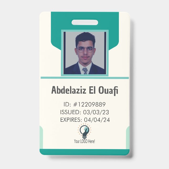 Personalized Employee Logo & Photo ID Badge (Front)