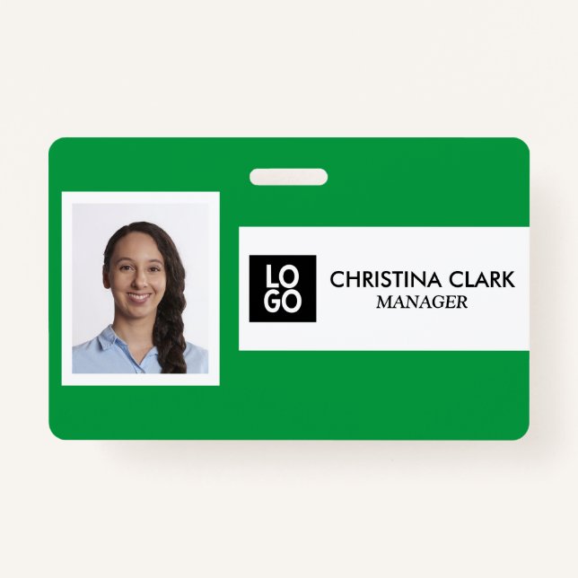 Personalized Employee Name Business ID Photo Logo Badge (Front)