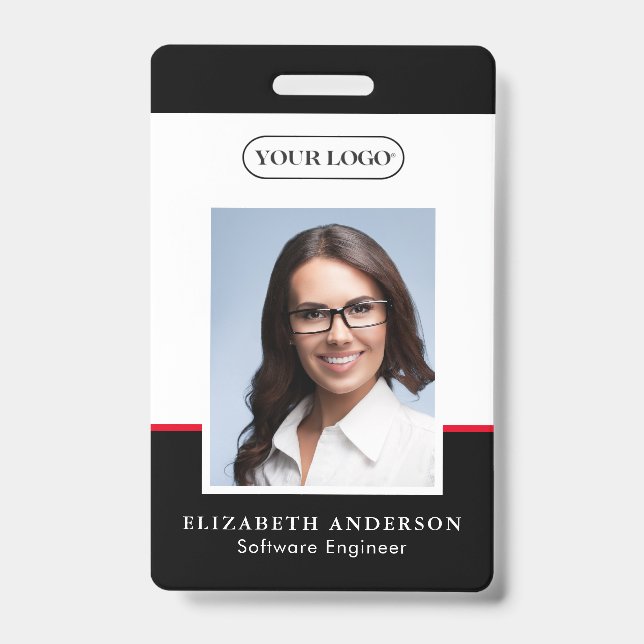 Personalized Employee Name Photo Logo ID  Badge (Front)