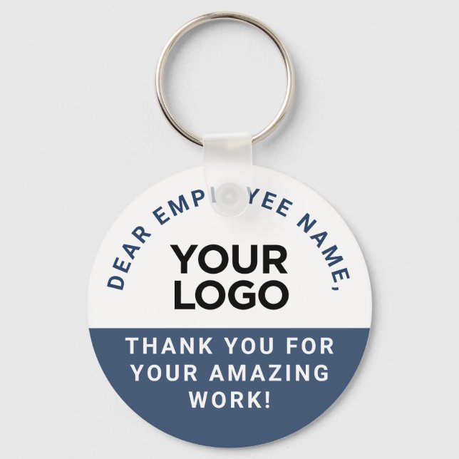 Personalized Employee Name Text Logo Appreciation Keychain (Front)