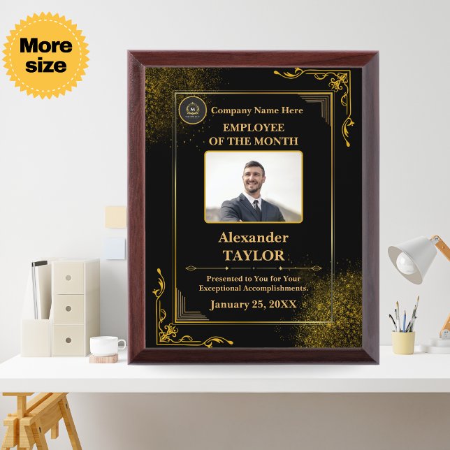 Personalized Employee of the Month Photo & Logo  Award Plaque (Personalized Employee of the Month Photo & Logo Award Plaque)