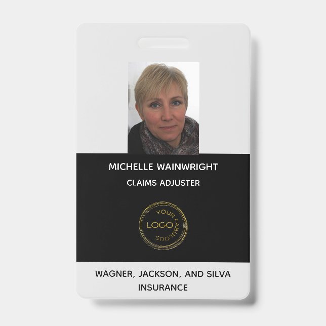 Personalized Employee Photo Add Your Business Logo Badge (Front)