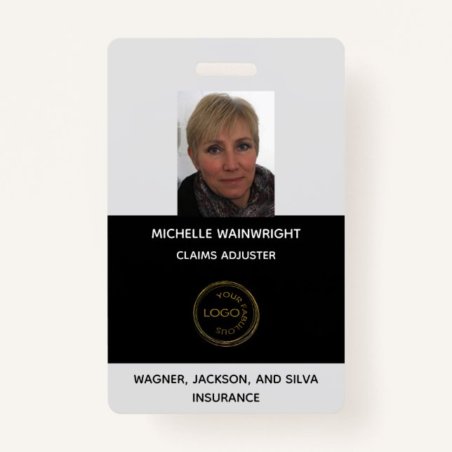 Personalized Employee Photo Add Your Business Logo Badge (Front)