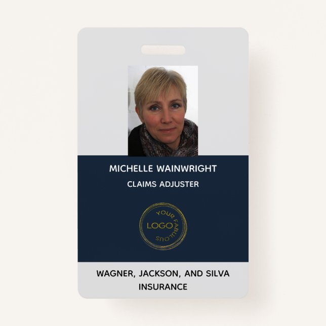 Personalized Employee Photo Add Your Business Logo Badge (Front)