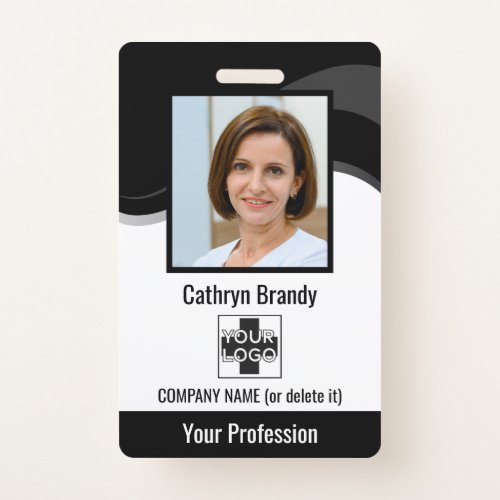 Personalized Employee Photo Bar Code  Logo Badge