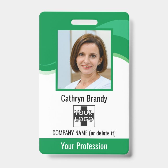 Personalized Employee, Photo, Bar Code & Logo Badge (Front)