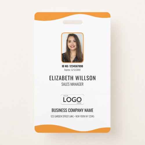 Personalized Employee Photo Bar Code Logo Name  Badge