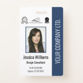 Personalized Employee Photo Certification Blue ID Badge (Front)