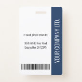 Personalized Employee Photo Certification Blue ID Badge (Back)