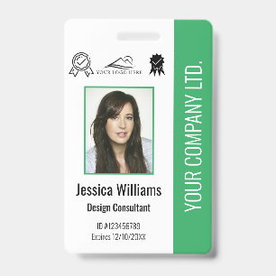 Personalized Employee Photo Certification Green ID Badge