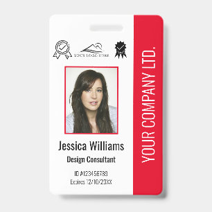 Personalized Employee Photo Certification Red ID  Badge