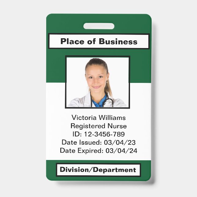 Personalized Employee Photo ID Badge (Front)
