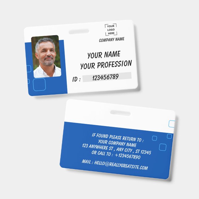 Personalized Employee Photo ID Badge (Front & Back)