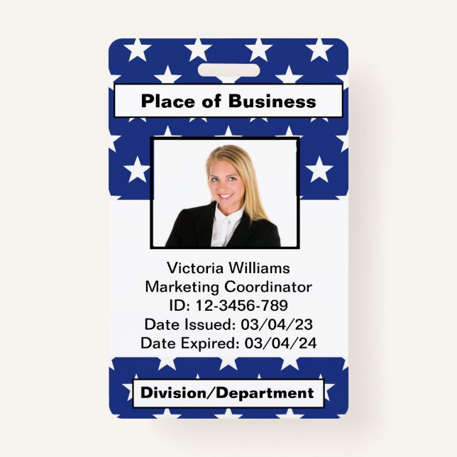 Personalized Employee Photo ID Badge (Front)