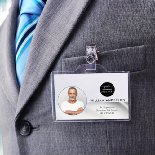 Personalized Employee Photo ID Company Faux Silver Badge