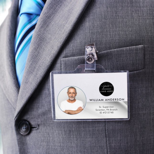 Personalized Employee Photo ID Company Faux Silver Badge (Creator Uploaded)