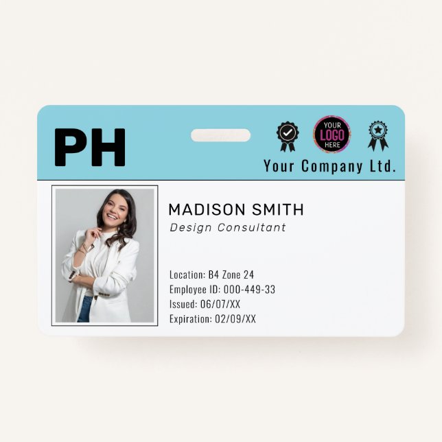 Personalized Employee Photo ID Company Security Ba Badge (Front)