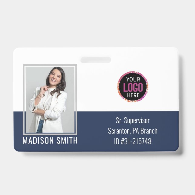 Personalized Employee Photo ID Company Security Ba Badge (Front)