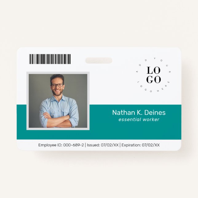Personalized Employee Photo ID Company Security Badge (Front)