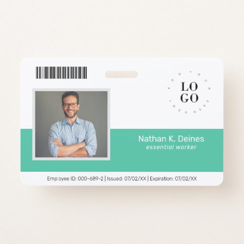 Personalized Employee Photo ID Company Security Badge