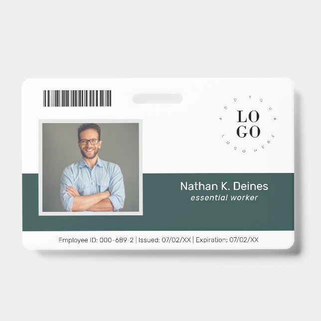 Personalized Employee Photo ID Company Security Badge (Front)