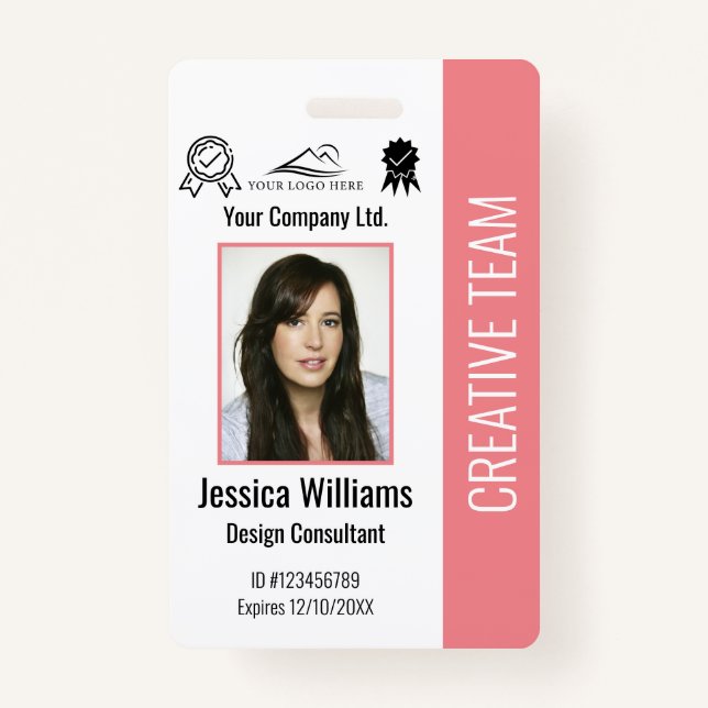Personalized Employee Photo ID Company Security Badge (Front)