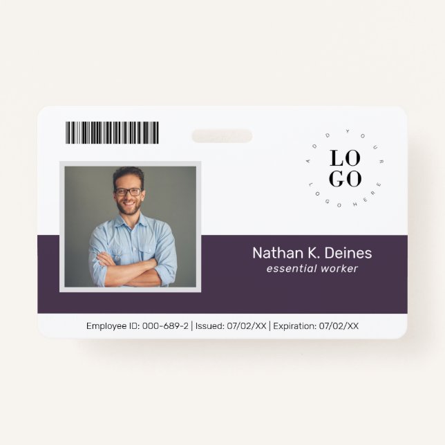 Personalized Employee Photo ID Company Security Badge (Front)