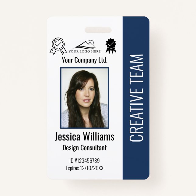 Personalized Employee Photo ID Company Security Badge (Front)