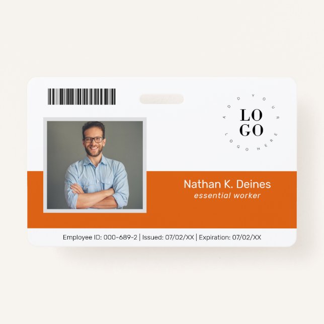 Personalized Employee Photo ID Company Security Badge (Front)