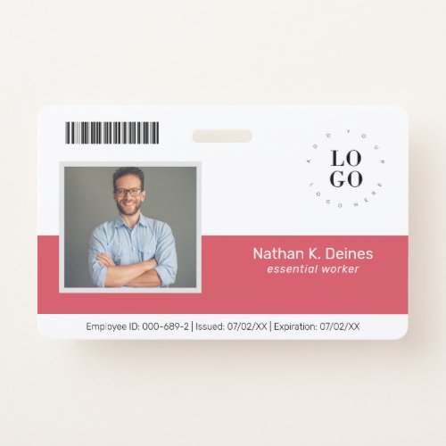 Personalized Employee Photo ID Company Security Badge