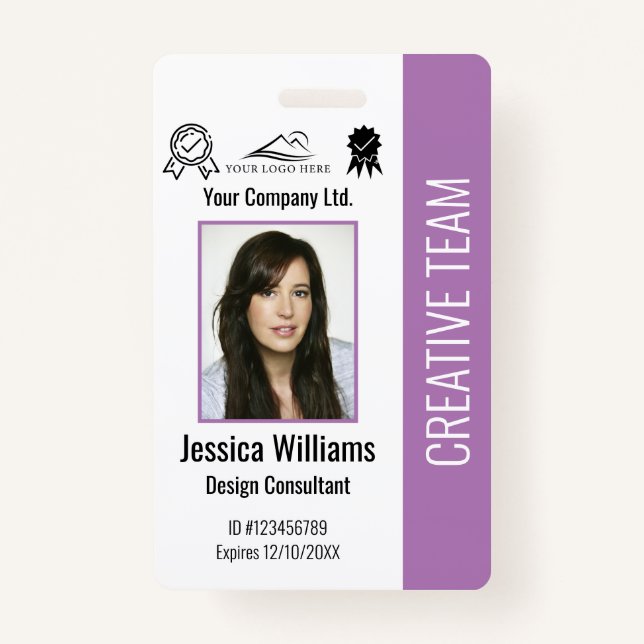 Personalized Employee Photo ID Company Security Badge (Front)