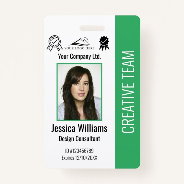 Personalized Employee Photo ID Company Security Badge (Front)