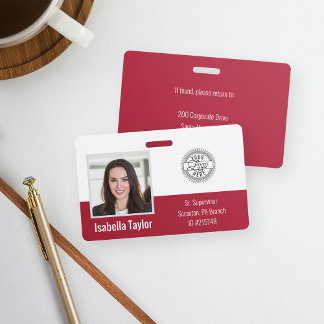 Personalized Employee Photo ID Company Security Badge