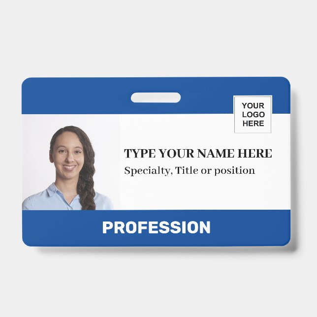 Personalized Employee | Photo Logo Barcode Name Badge (Front)
