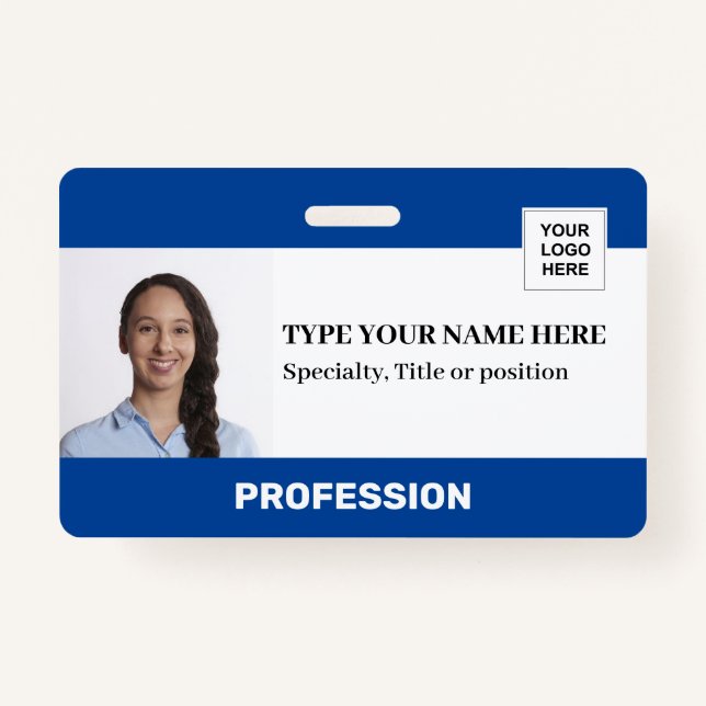 Personalized Employee | Photo Logo Barcode Name Badge (Front)